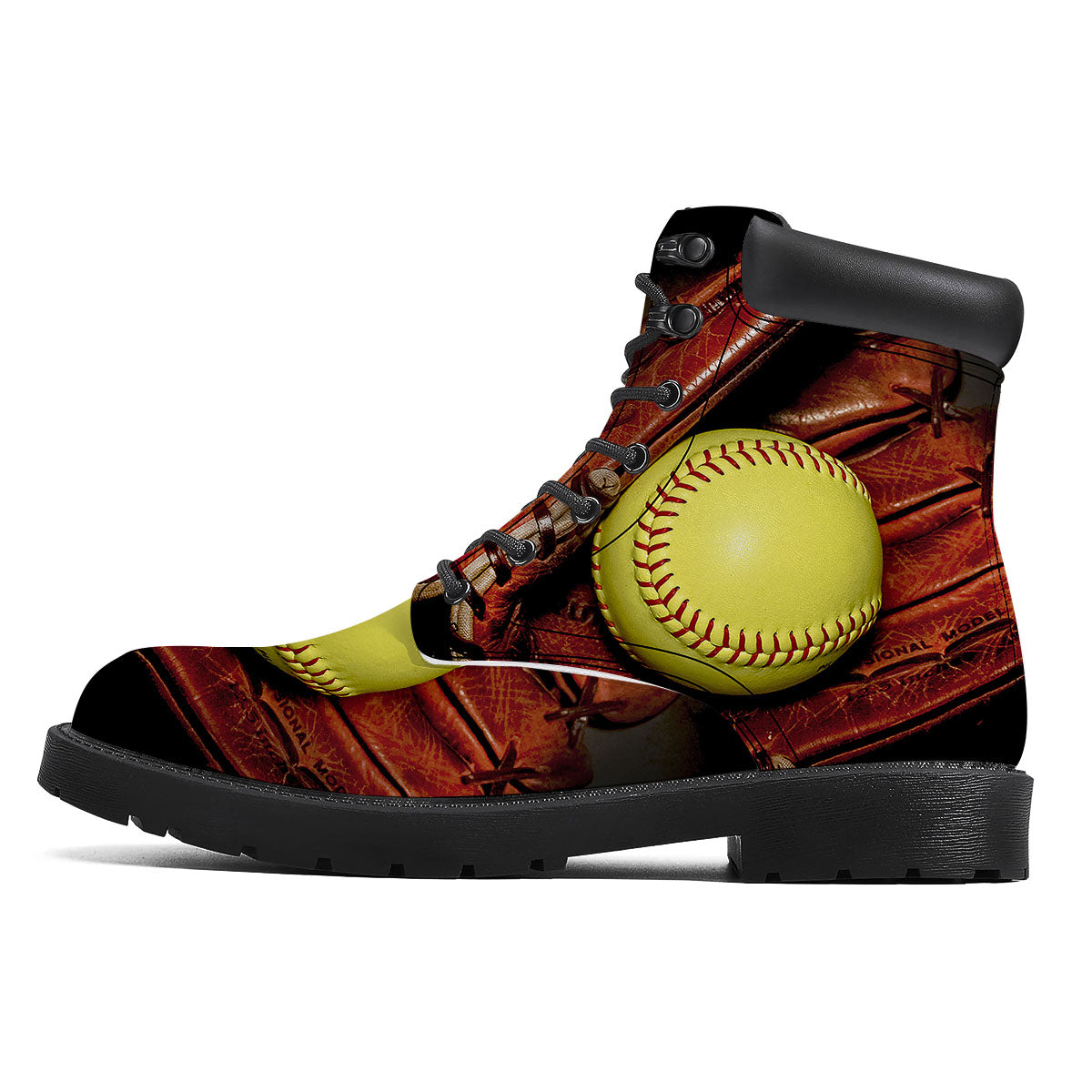 Softball Yellow Print Boots-grizzshop