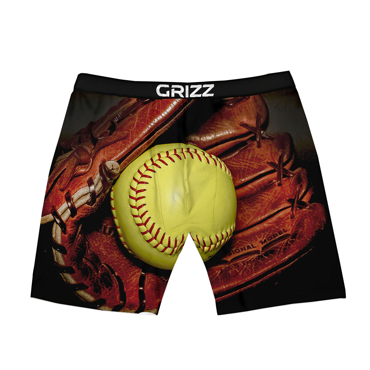 Softball Yellow Print Boxer Briefs-grizzshop