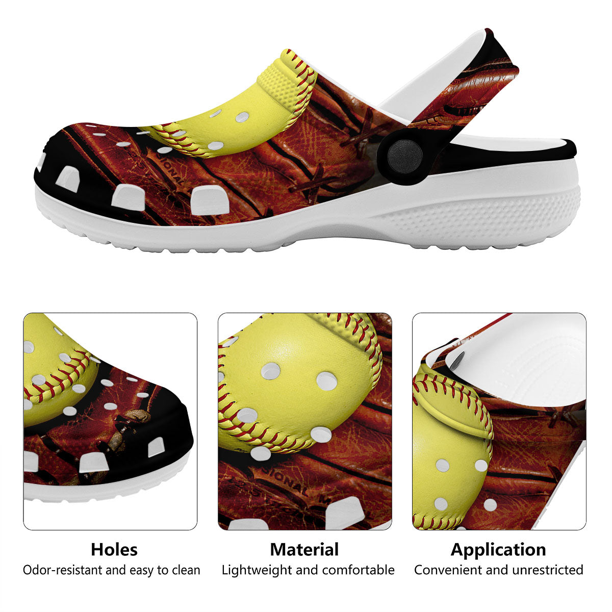 Softball Yellow Print Clog-grizzshop