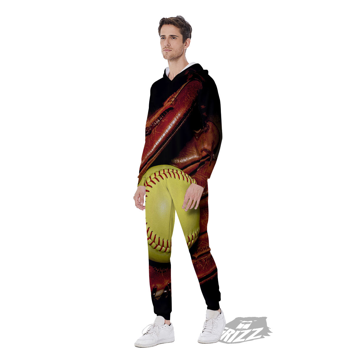 Softball Yellow Print Men's Jumpsuit-grizzshop