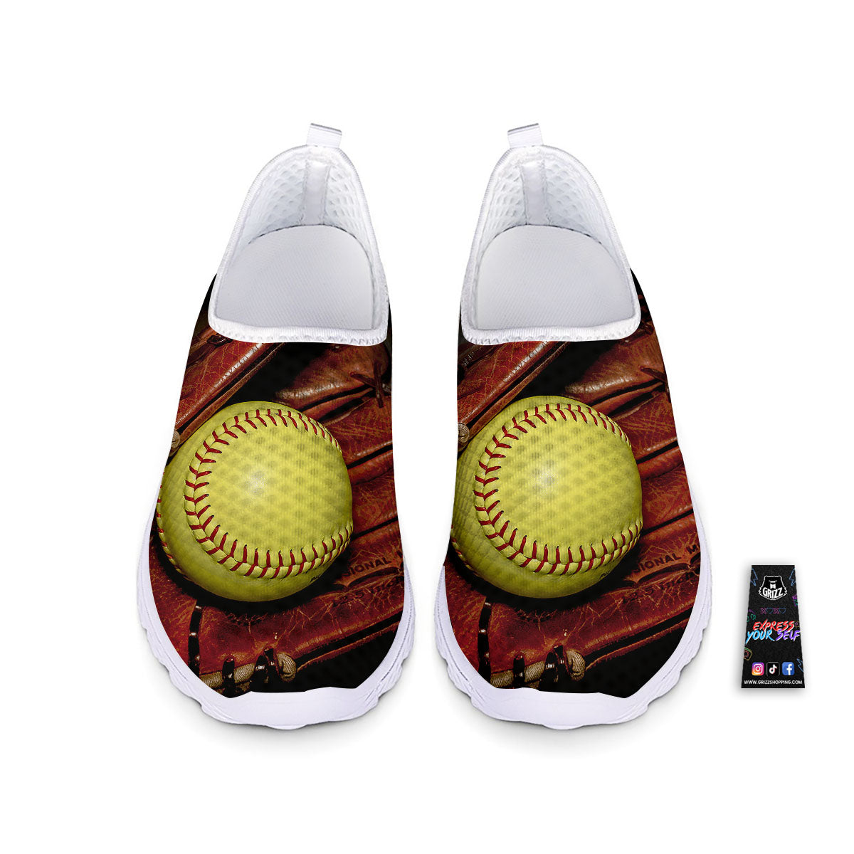 Softball Yellow Print Nurse Shoes-grizzshop
