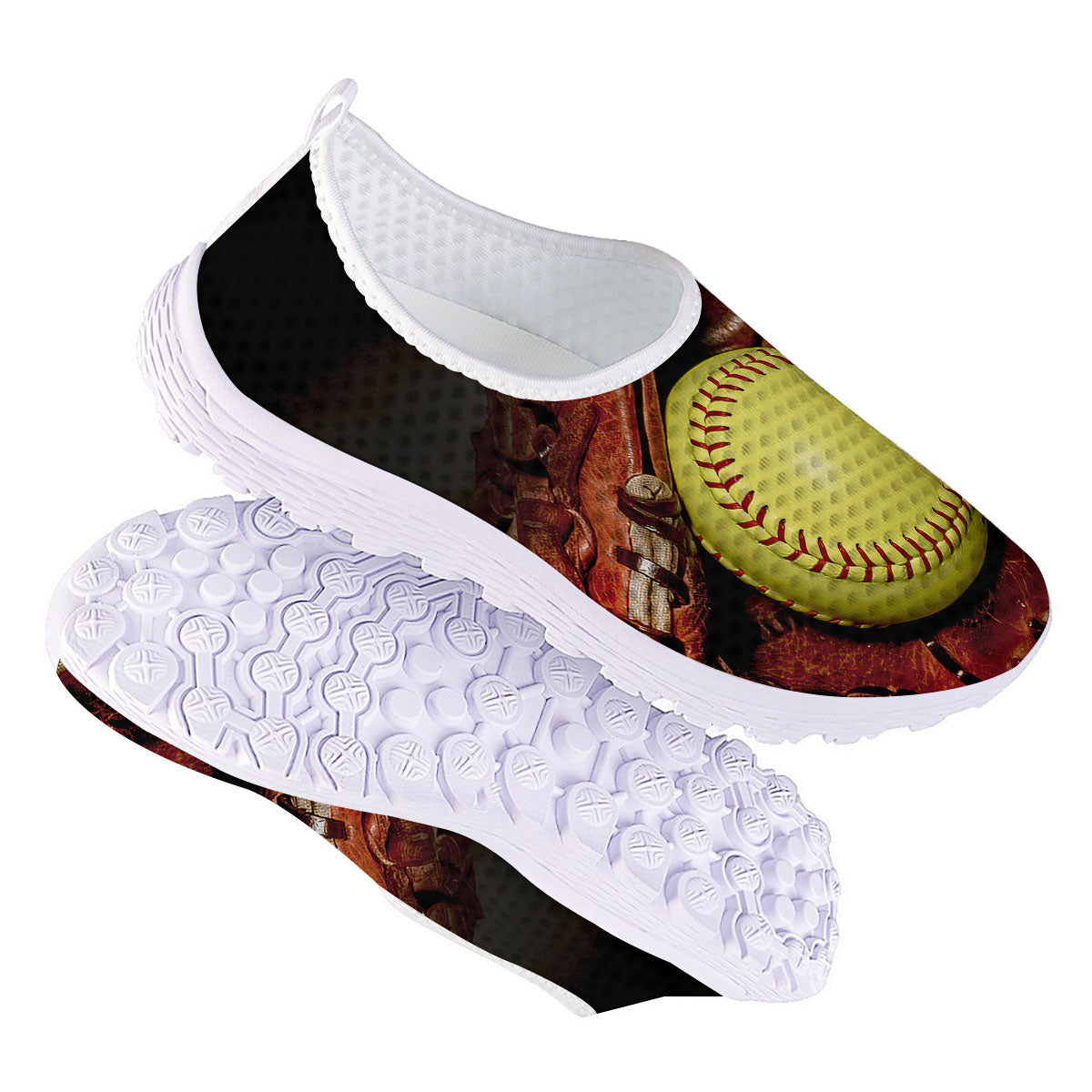 Softball Yellow Print Nurse Shoes-grizzshop