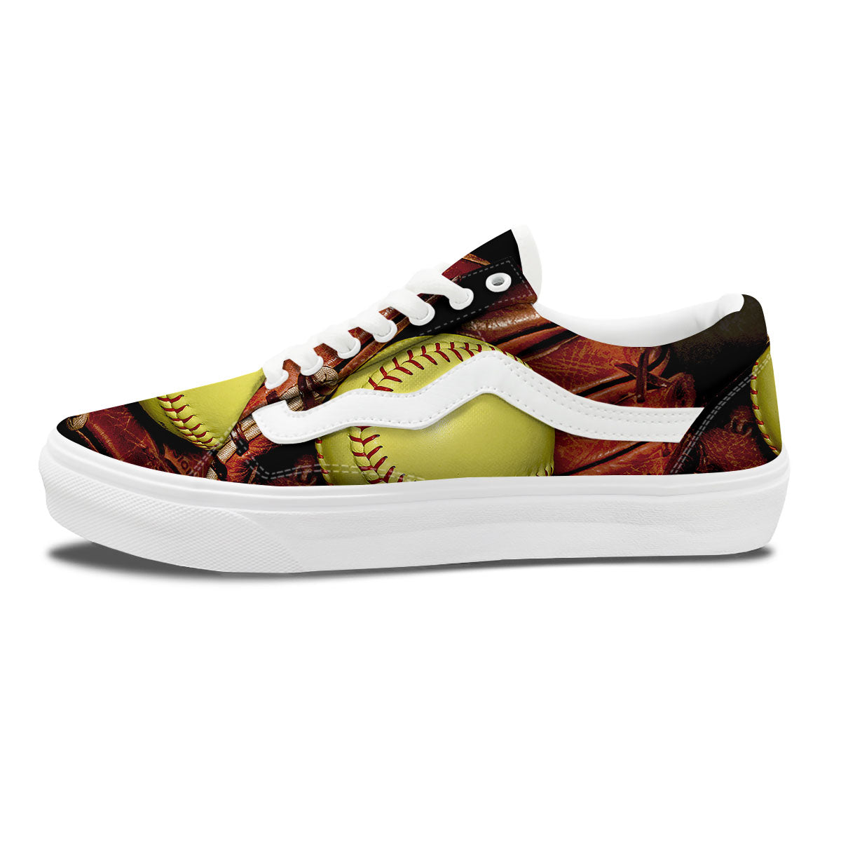 Softball Yellow Print Skate Shoes-grizzshop