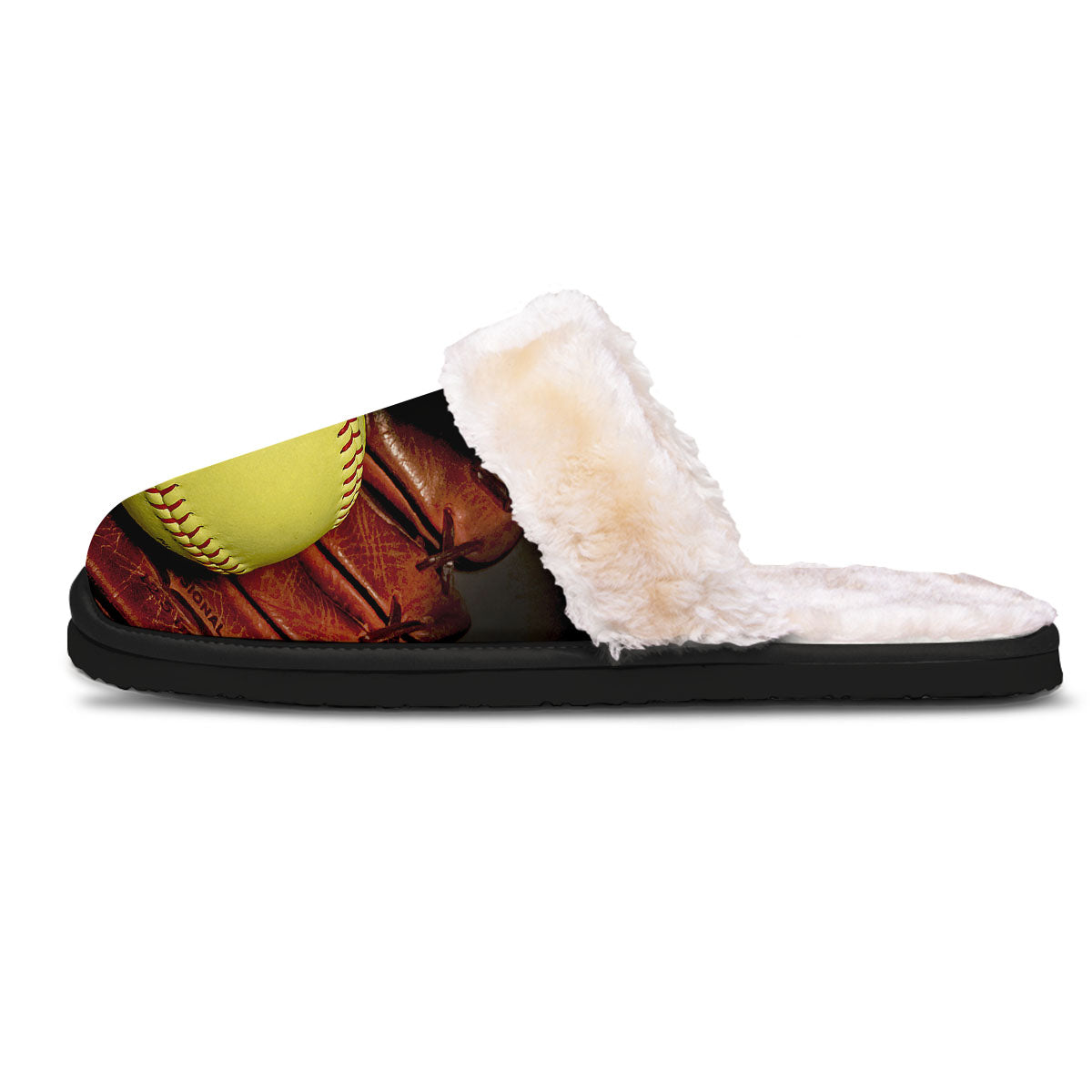 Softball Yellow Print Slippers-grizzshop