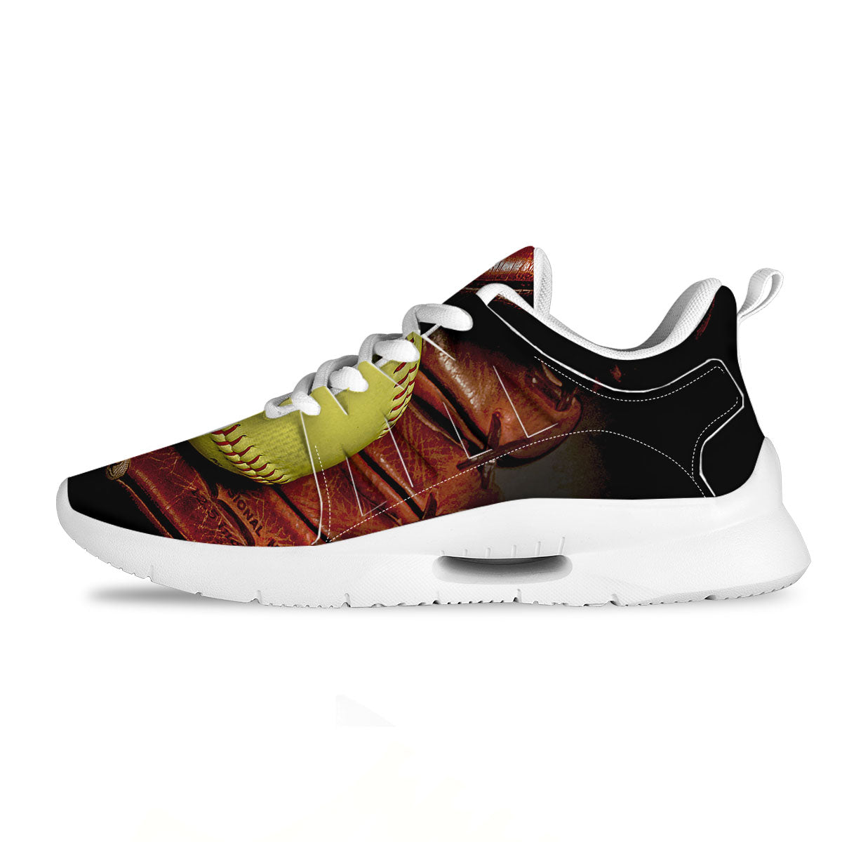 Softball Yellow Print Tennis Shoes-grizzshop