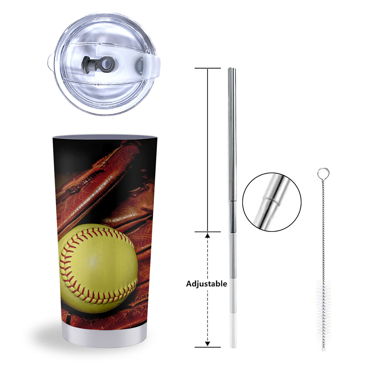 Softball Yellow Print Tumbler-grizzshop