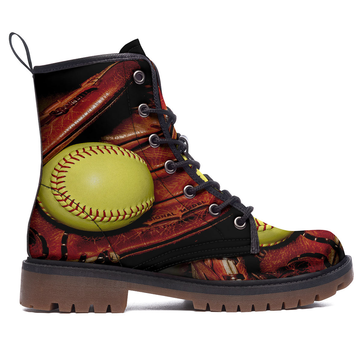 Softball Yellow Print Work Boots-grizzshop