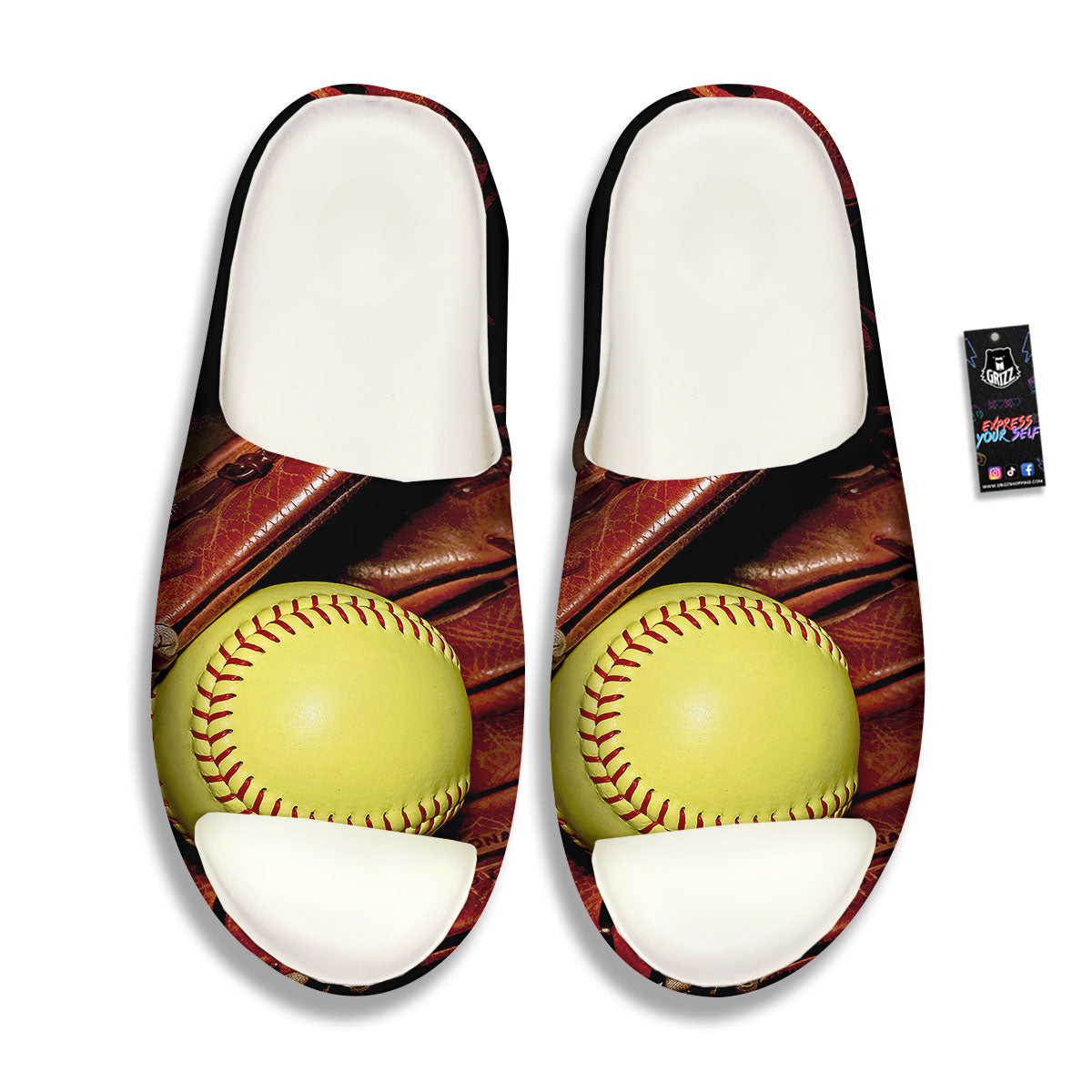 Softball Yellow Print Sandals-grizzshop