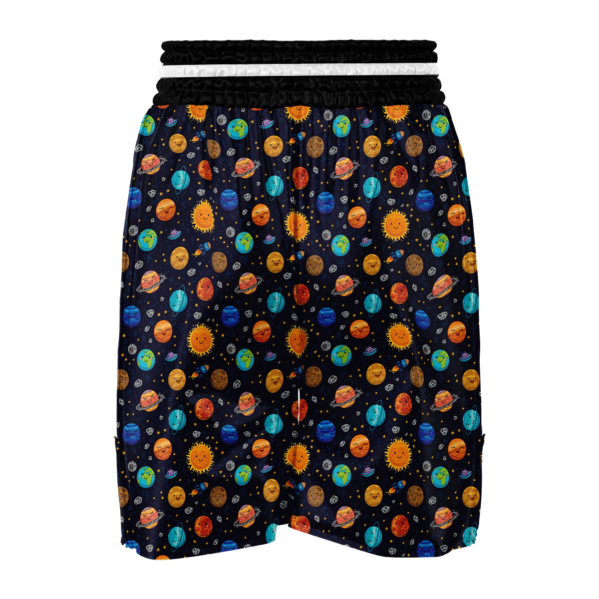 Solar System And Cute Planet Print Pattern Boxing Shorts-grizzshop