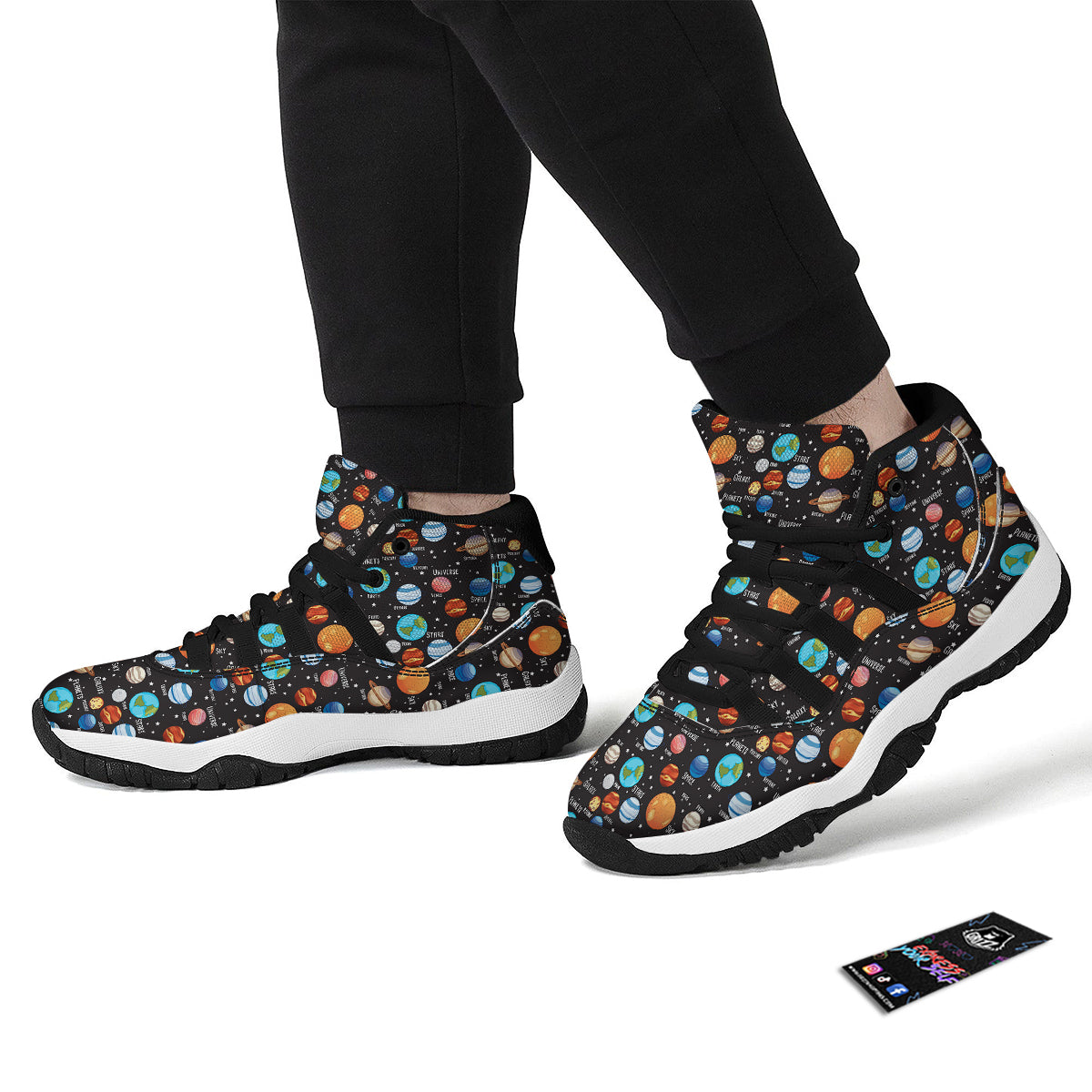 Solar System Print Pattern Black Bball Shoes-grizzshop