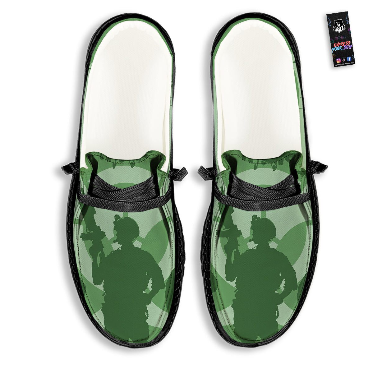 Soldiers And Biohazard Print Black Loafers-grizzshop