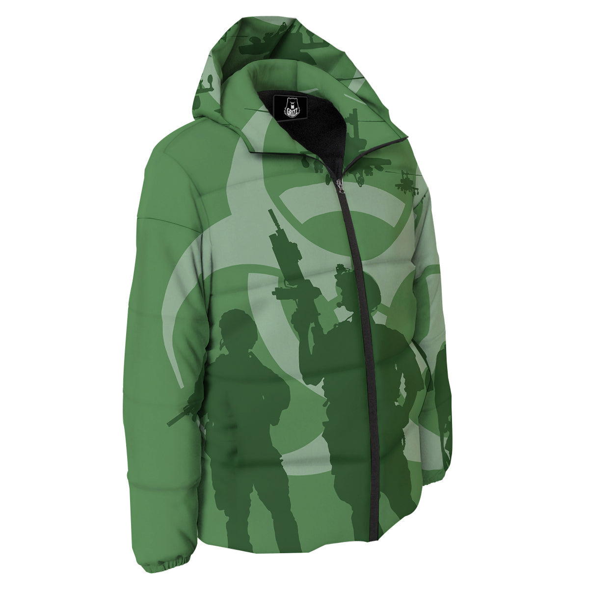 Soldiers And Biohazard Print Down Jacket-grizzshop