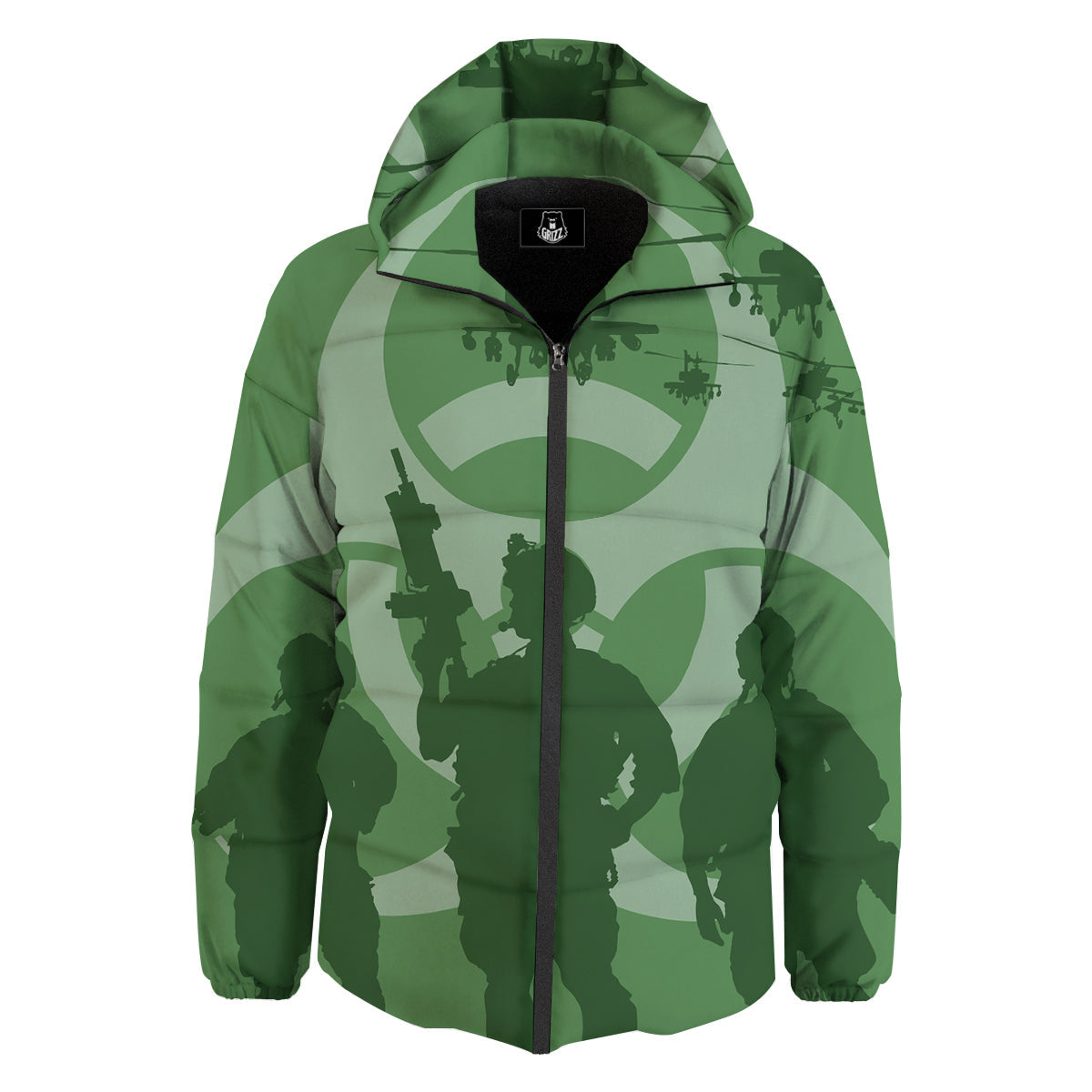 Soldiers And Biohazard Print Down Jacket-grizzshop