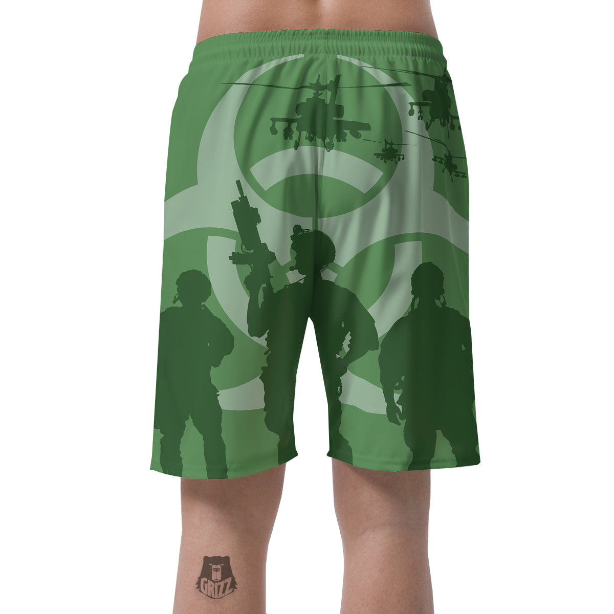 Soldiers And Biohazard Print Men's Shorts-grizzshop