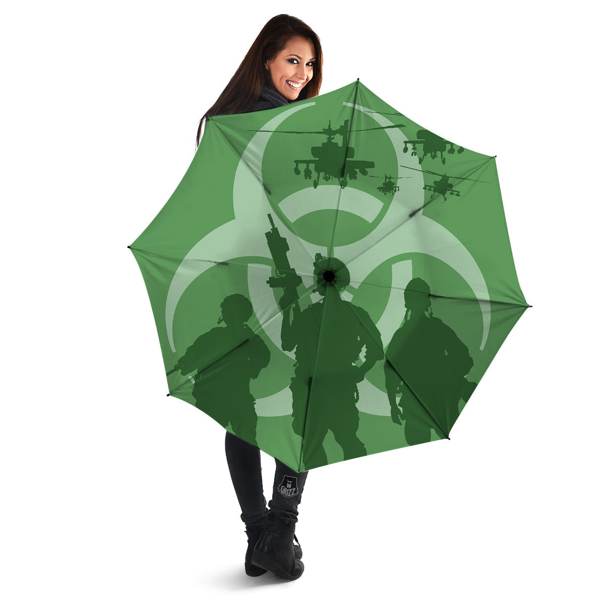Soldiers And Biohazard Print Umbrella-grizzshop