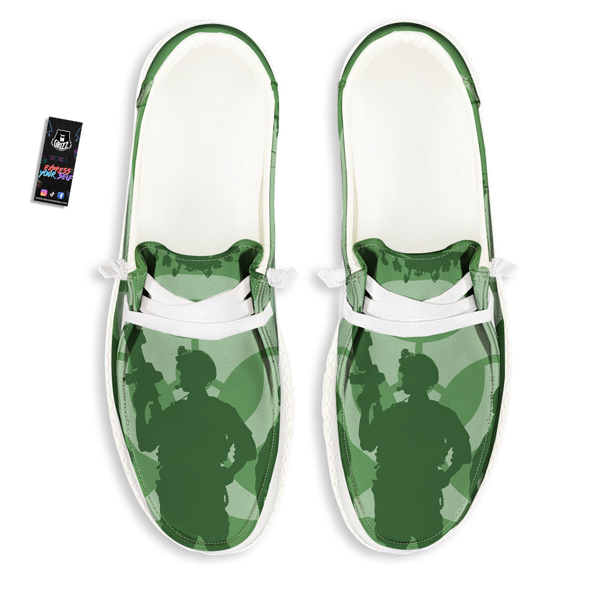 Soldiers And Biohazard Print White Loafers-grizzshop