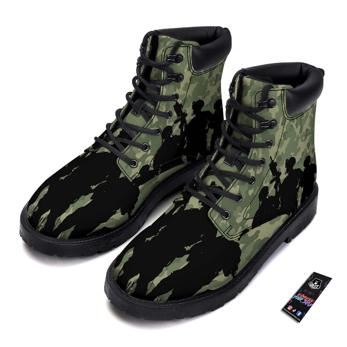 Soldiers And Camouflage Print Boots-grizzshop
