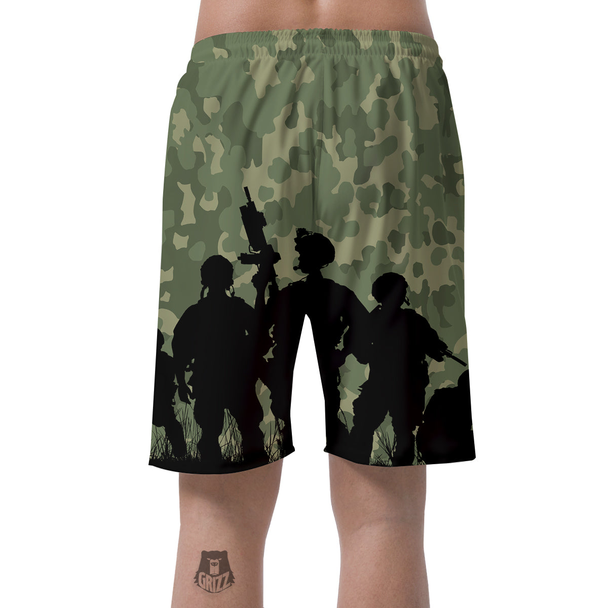 Soldiers And Camouflage Print Men's Shorts-grizzshop