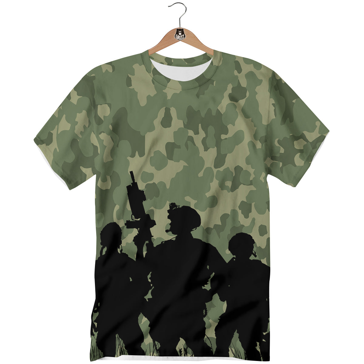 Soldiers And Camouflage Print T-Shirt-grizzshop