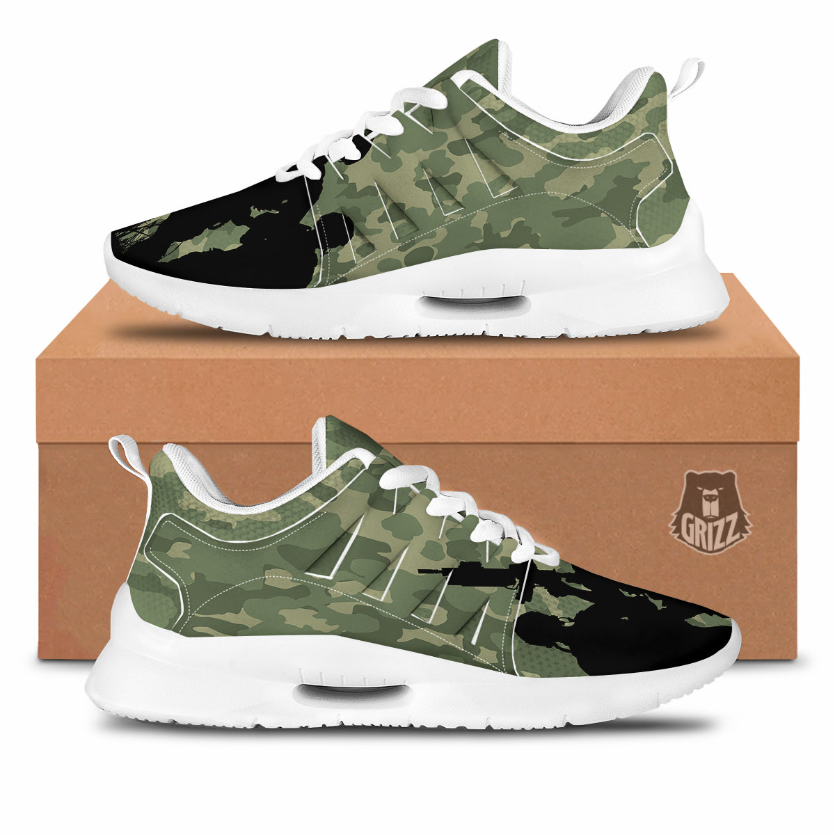 Soldiers And Camouflage Print Tennis Shoes-grizzshop