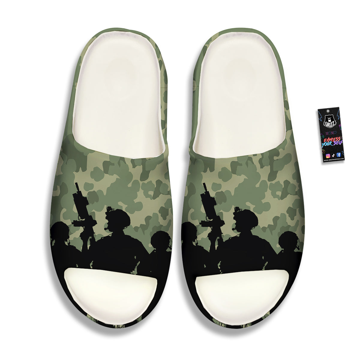 Soldiers And Camouflage Print Sandals-grizzshop