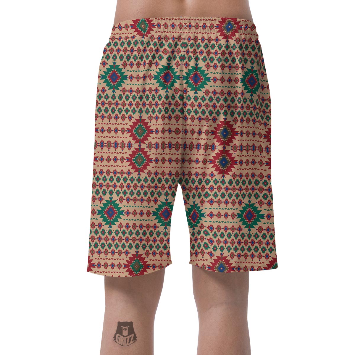 Southwestern Beige And Red Print Pattern Men's Shorts-grizzshop