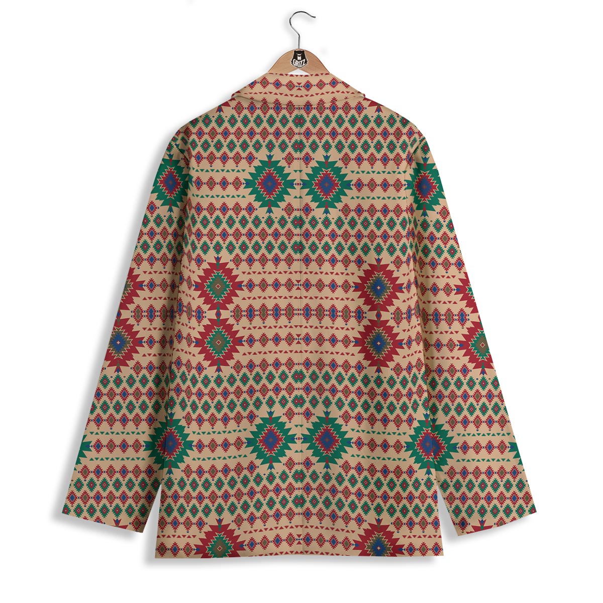 Southwestern Beige And Red Print Pattern Women's Blazer-grizzshop