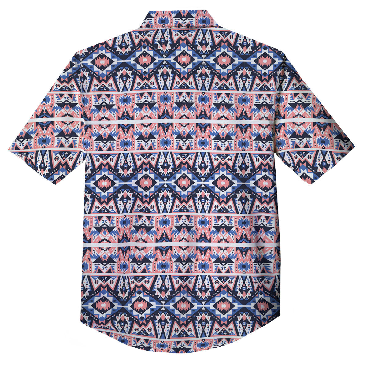 Southwestern Blue And Pink Print Pattern Button Up Shirt-grizzshop