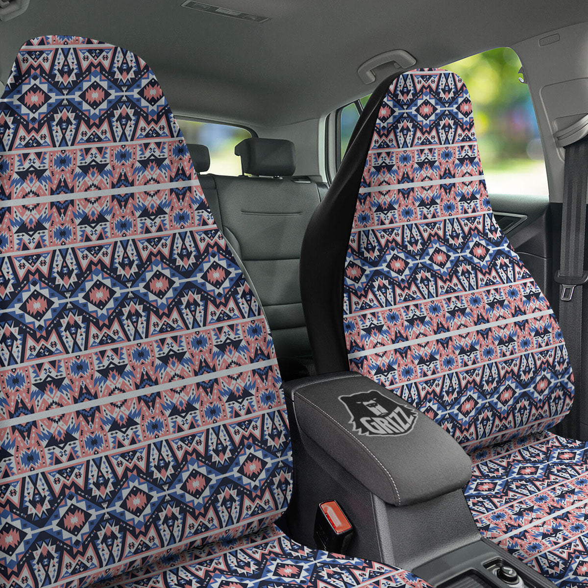 Southwestern Blue And Pink Print Pattern Car Seat Covers-grizzshop