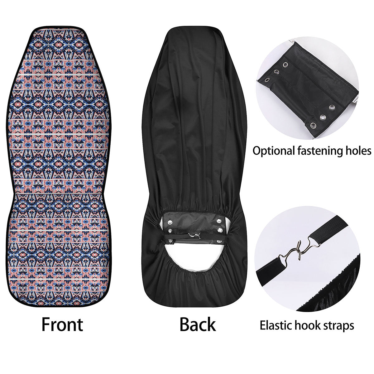 Southwestern Blue And Pink Print Pattern Car Seat Covers-grizzshop