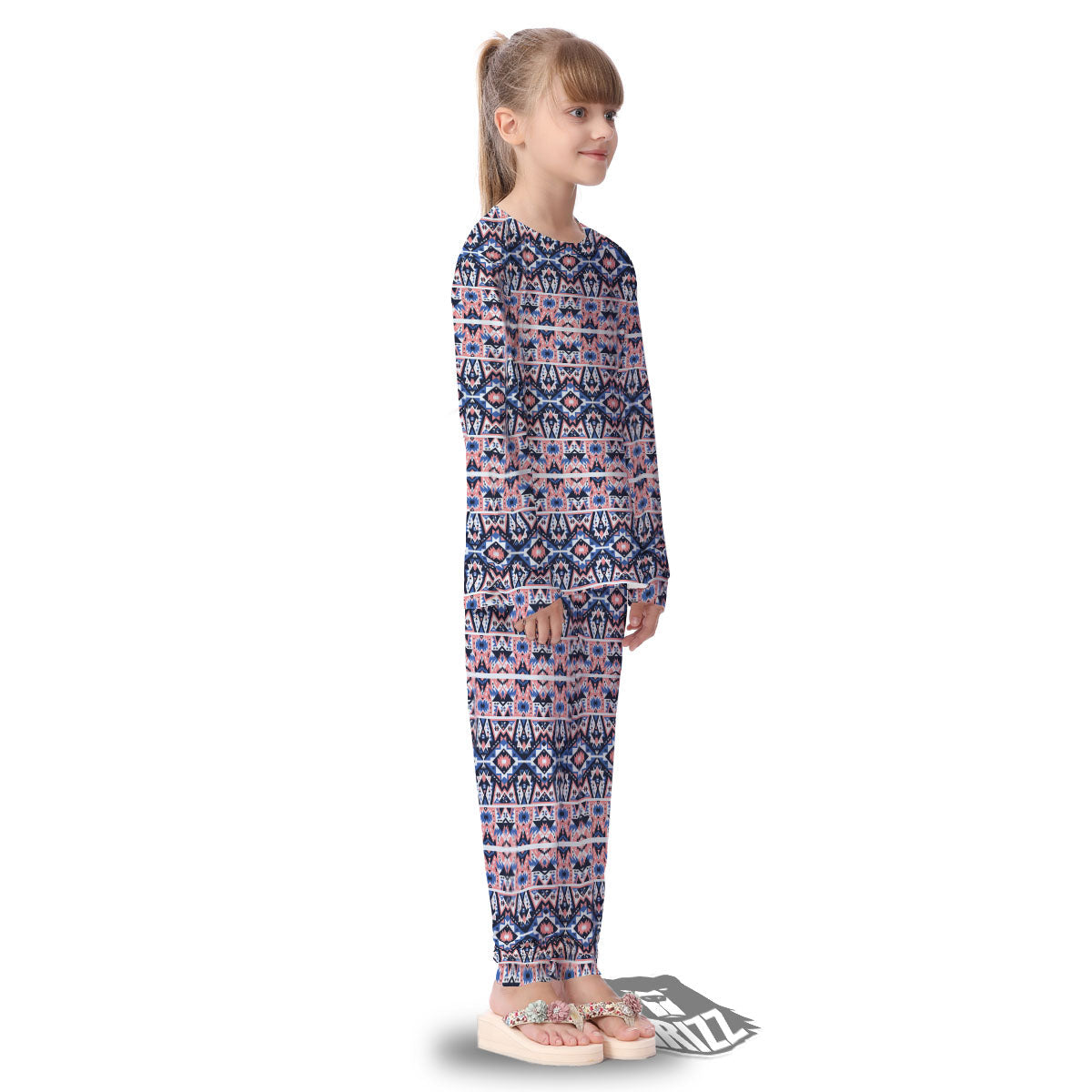 Southwestern Blue And Pink Print Pattern Kid's Pajamas-grizzshop