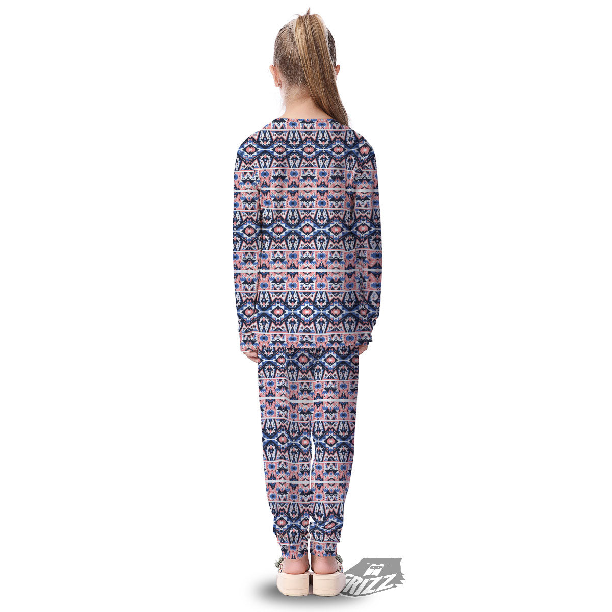 Southwestern Blue And Pink Print Pattern Kid's Pajamas-grizzshop