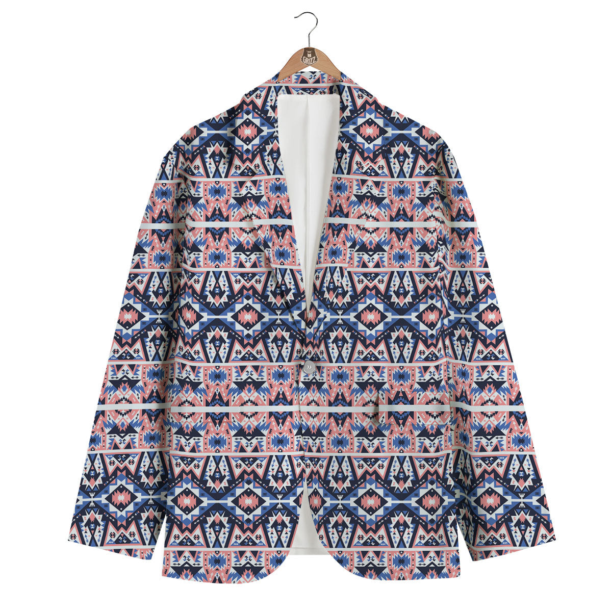 Southwestern Blue And Pink Print Pattern Men's Blazer-grizzshop