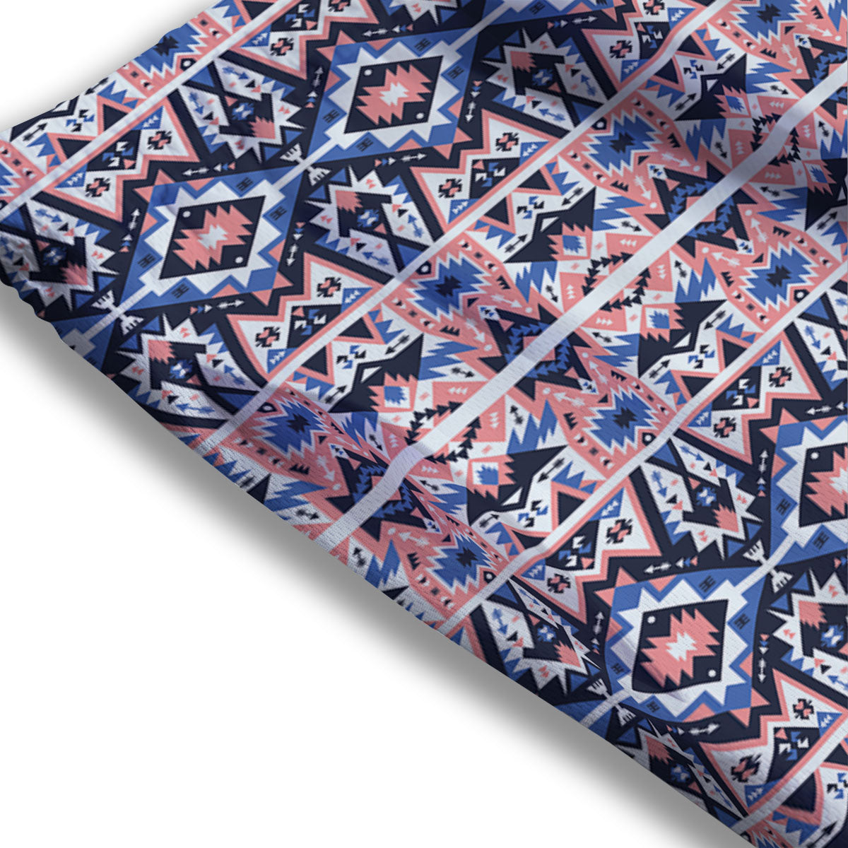Southwestern Blue And Pink Print Pattern Mesh Shorts