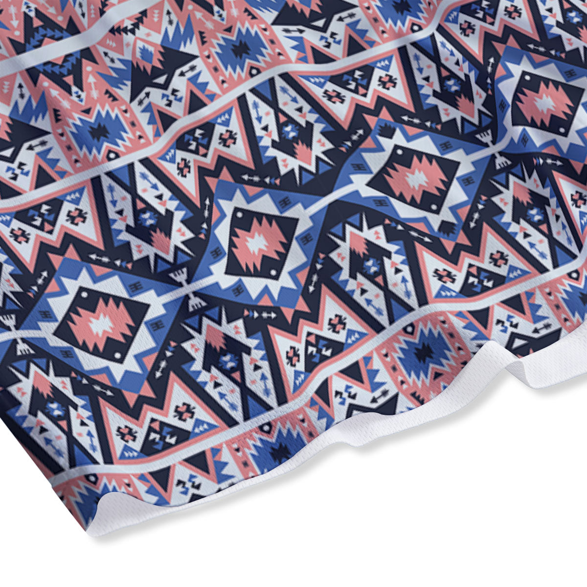 Southwestern Blue And Pink Print Pattern Mesh Shorts