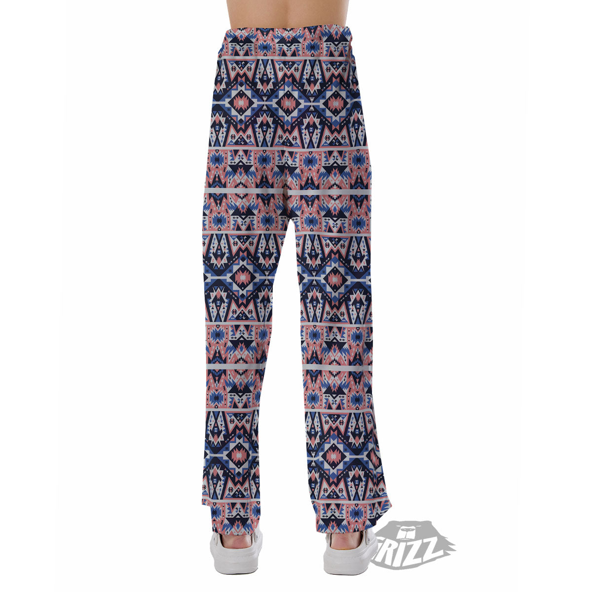 Southwestern Blue And Pink Print Pattern Pajama Pants-grizzshop