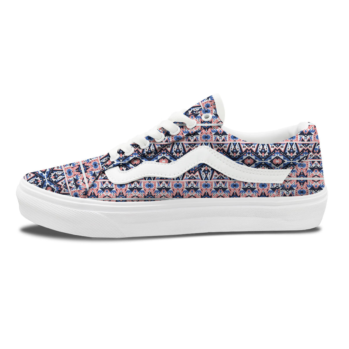 Southwestern Blue And Pink Print Pattern Skate Shoes-grizzshop