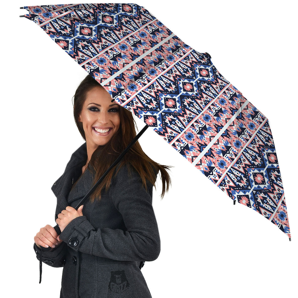 Southwestern Blue And Pink Print Pattern Umbrella-grizzshop