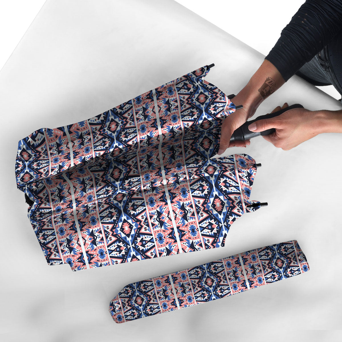 Southwestern Blue And Pink Print Pattern Umbrella-grizzshop