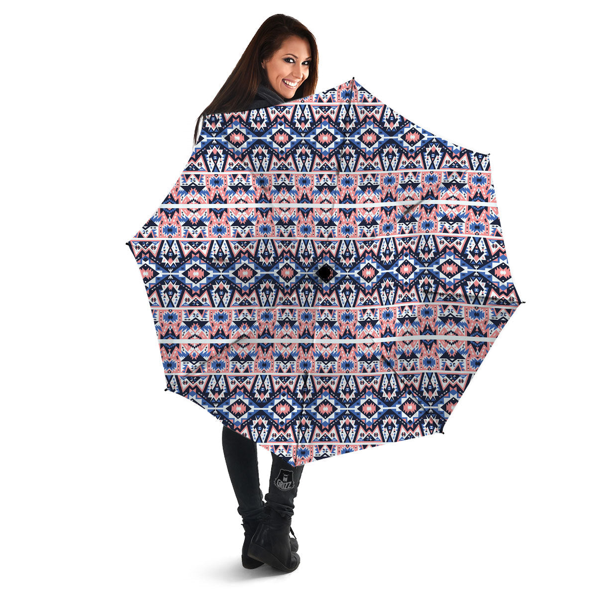Southwestern Blue And Pink Print Pattern Umbrella-grizzshop