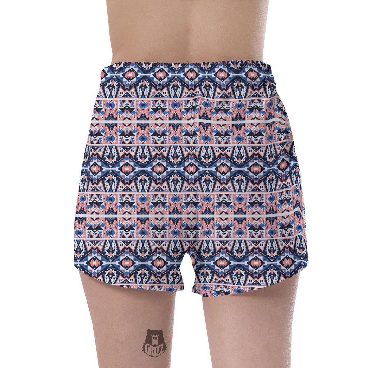 Southwestern Blue And Pink Print Pattern Women's Shorts-grizzshop