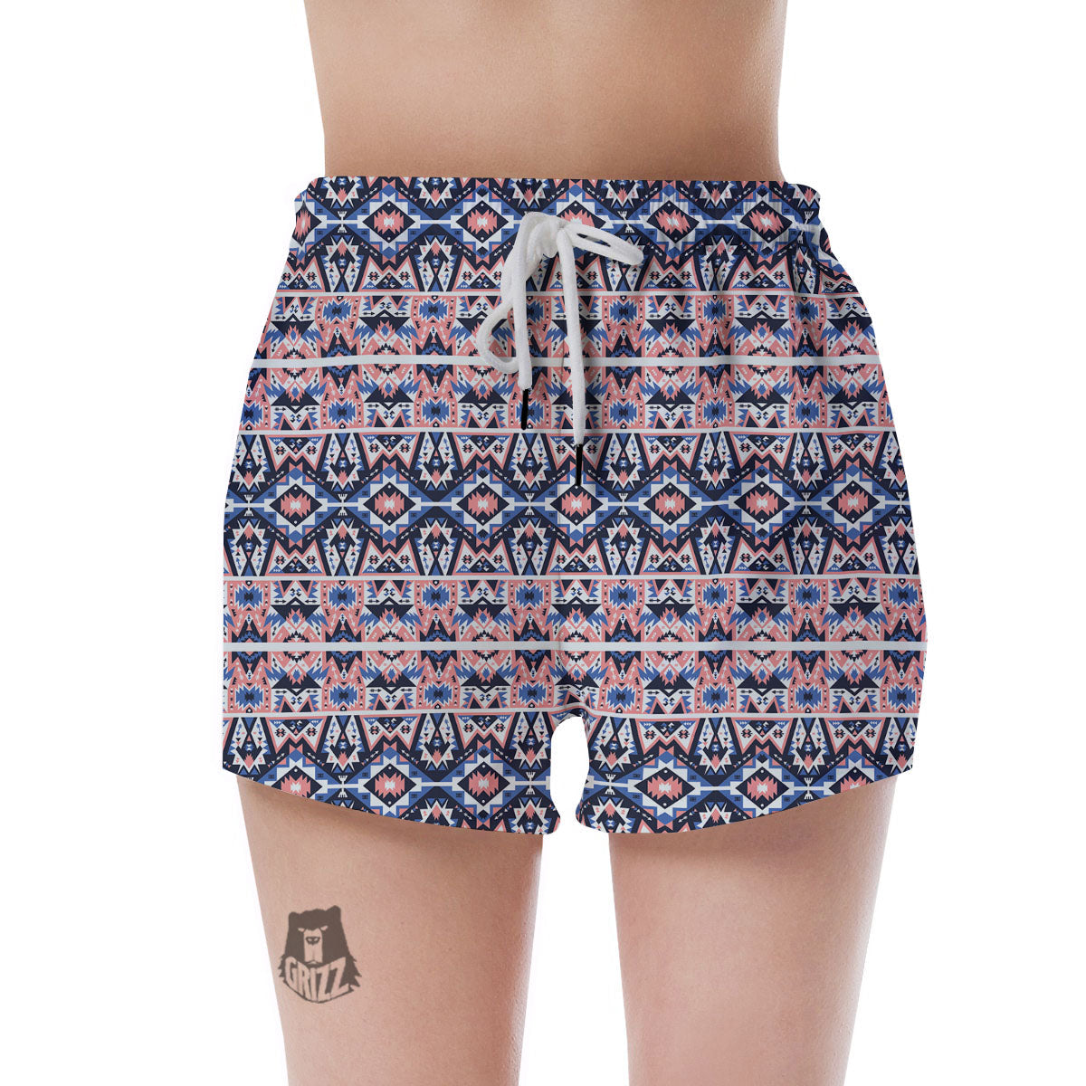 Southwestern Blue And Pink Print Pattern Women's Shorts-grizzshop