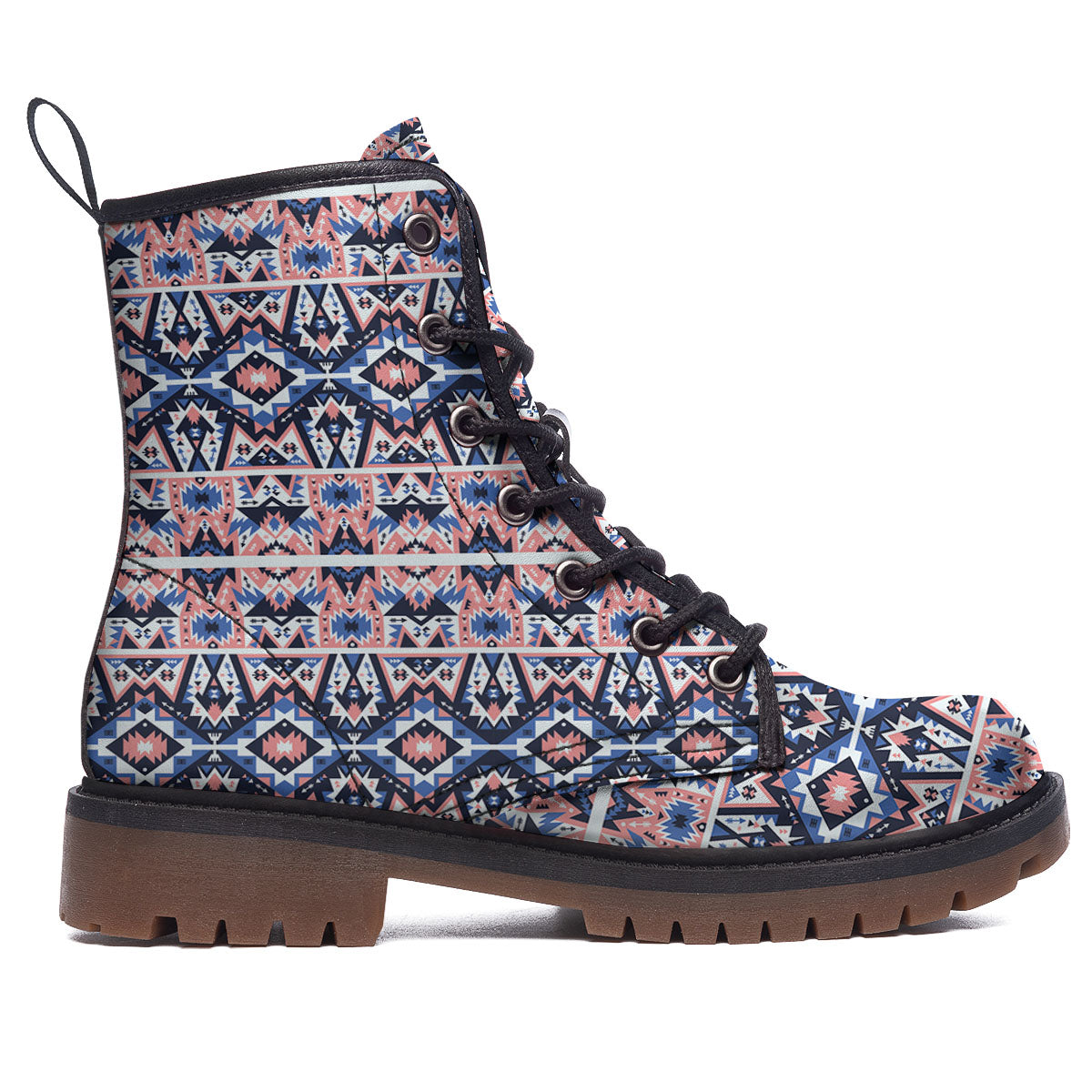 Southwestern Blue And Pink Print Pattern Work Boots-grizzshop