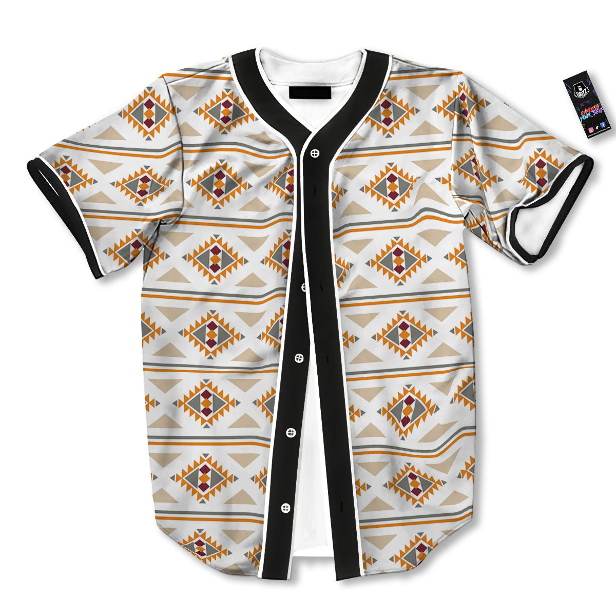 Southwestern Native Print Pattern Baseball Jersey-grizzshop