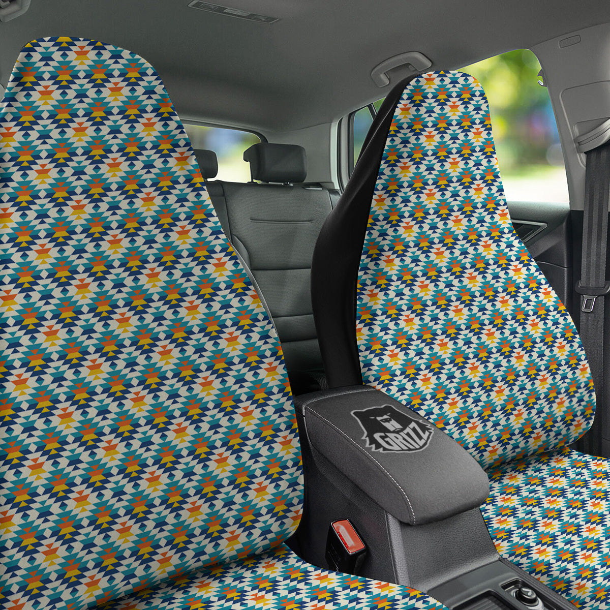 Southwestern Orange And Blue Print Car Seat Covers-grizzshop