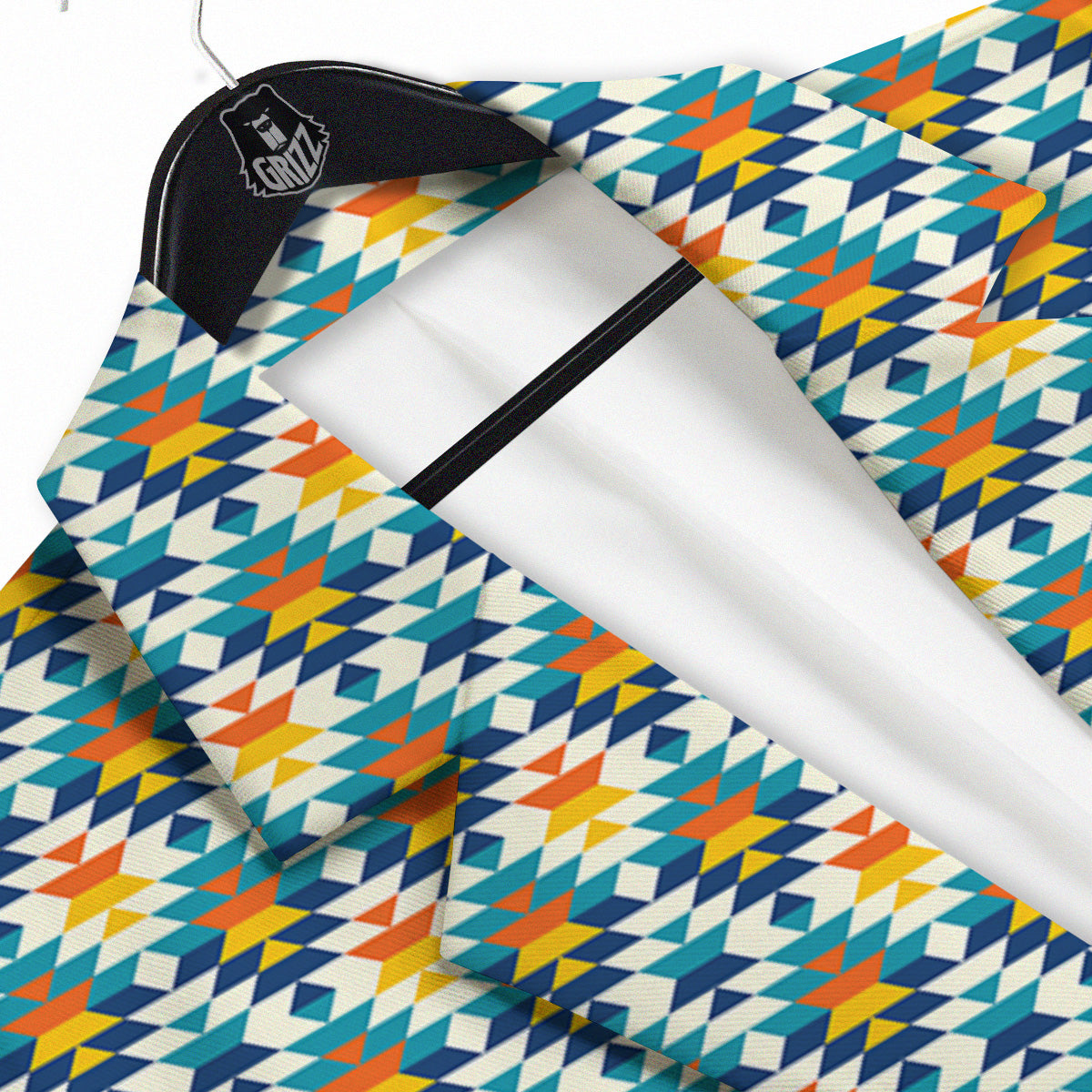 Southwestern Orange And Blue Print Men's Sport Coat-grizzshop