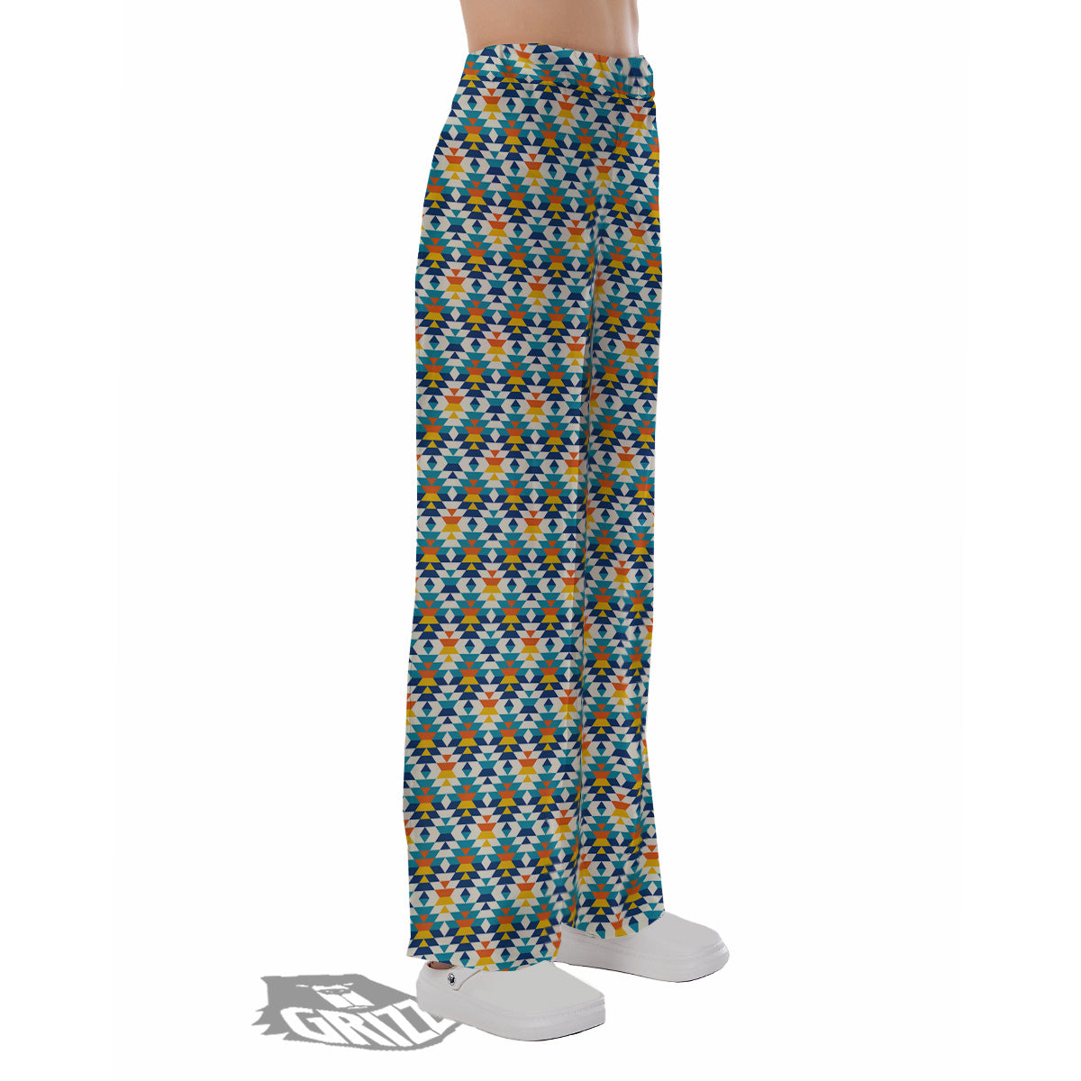 Southwestern Orange And Blue Print Pajama Pants-grizzshop