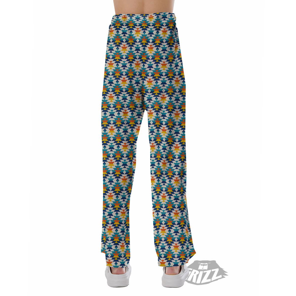 Southwestern Orange And Blue Print Pajama Pants-grizzshop