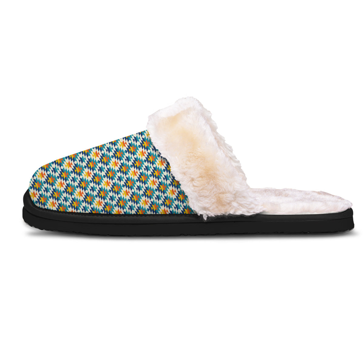 Southwestern Orange And Blue Print Slippers-grizzshop
