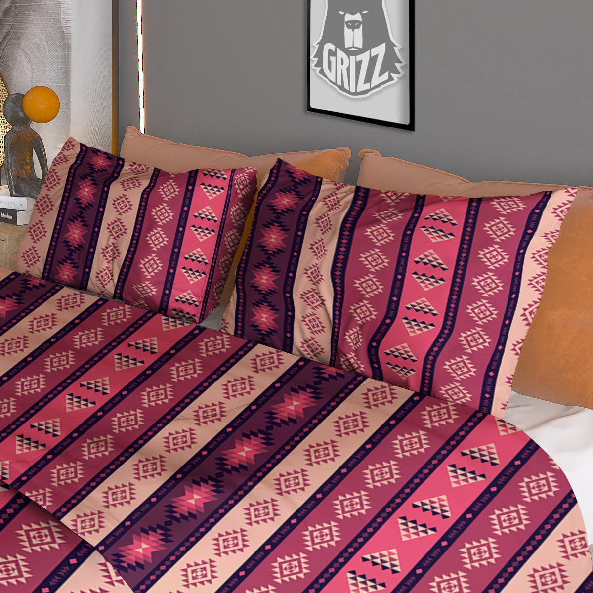 Southwestern Purple And Pink Print Pattern Duvet Cover Bedding Set